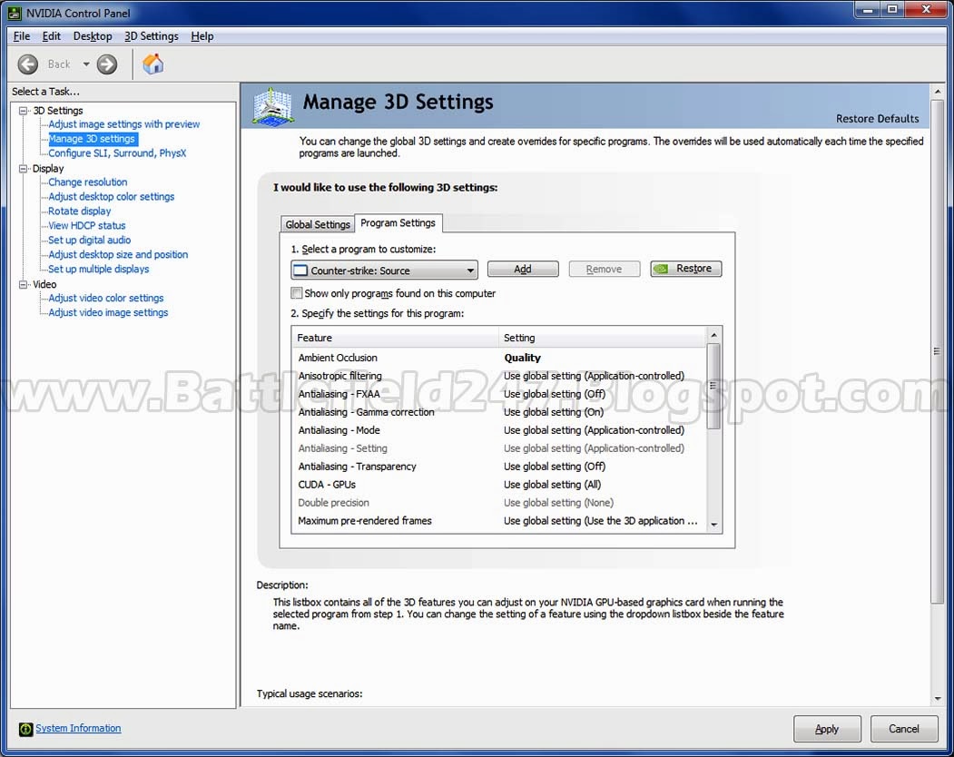 Forced AO NVIDIA Inspector. NVIDIA Control Panel