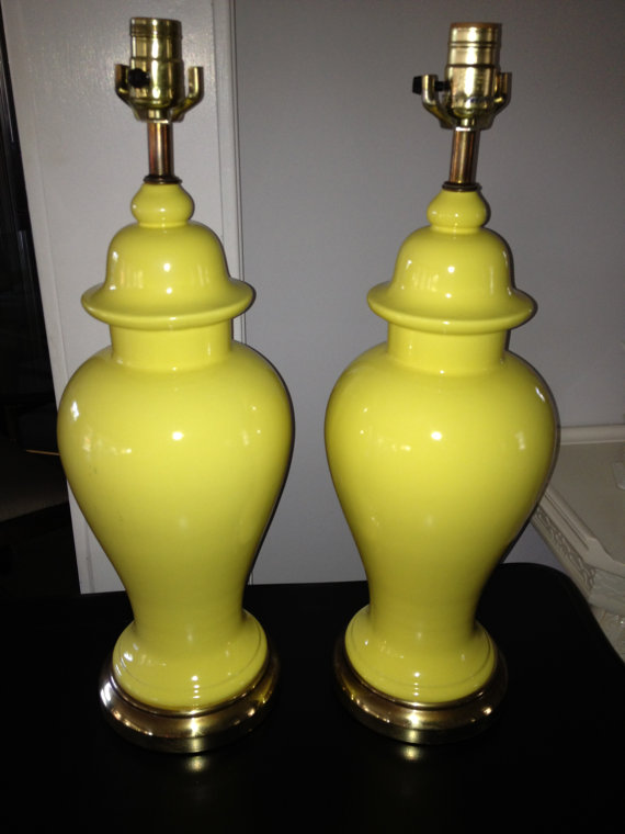 Chinoiserie Chic Yellow Ginger Jar Lamps High/Low