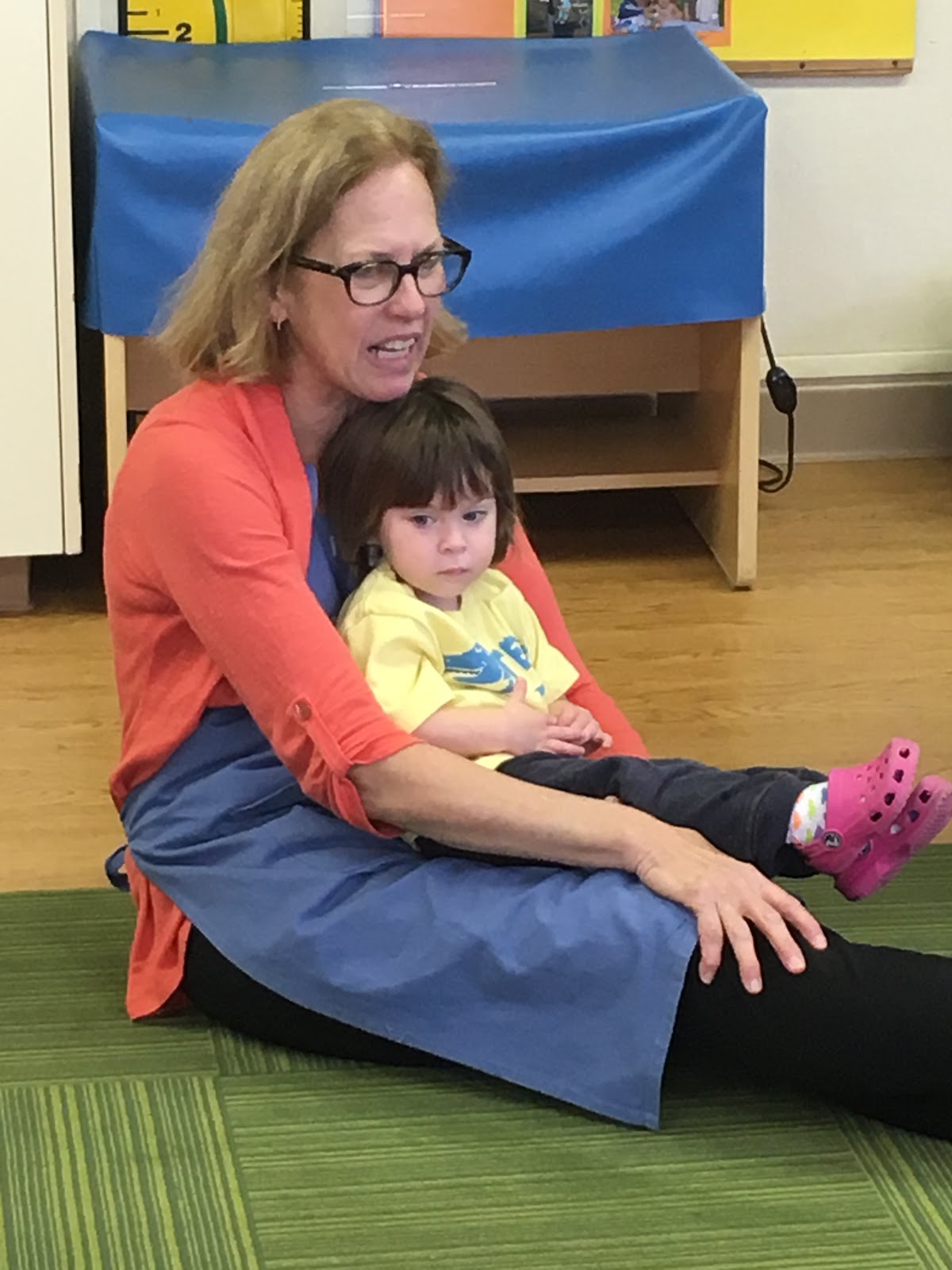 The sister blog I insisted on sitting in Teacher Diane's lap