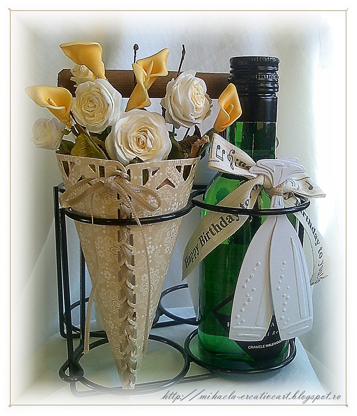 Handmade By Mihaela Hy Birthday Gift The Stand For Flowers I Made It Using Cr1236 Carou Marianne Design Used Size From This Set Of S Fold To Look Like A Cone And