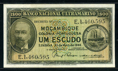 Mozambique money currency Escudo banknote