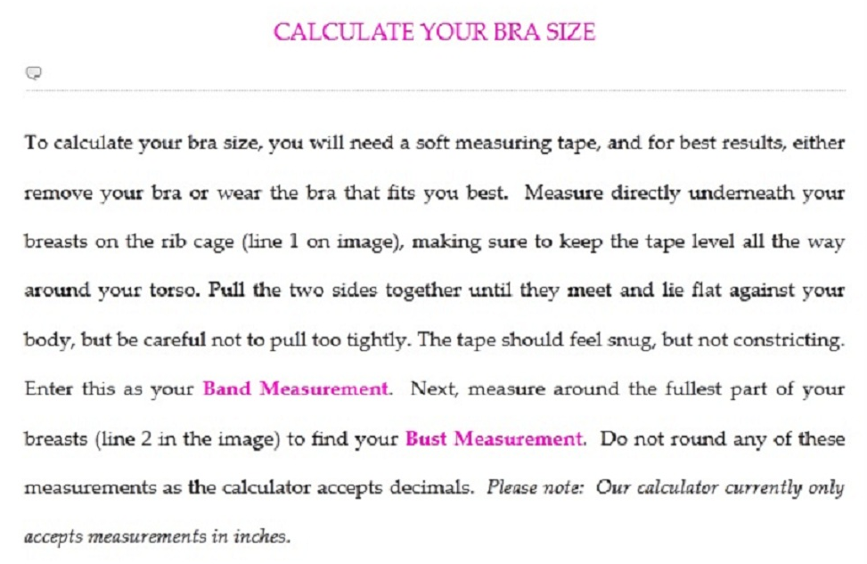 find the right bra size calculator