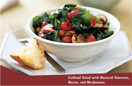 Collard Salad with Roasted Tomatoes, Bacon, and Mushrooms Collard Salad with Roasted Tomatoes, Bacon, and Mushrooms