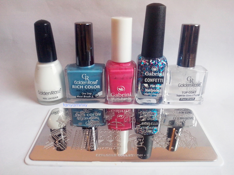 Tribal Stamping Decals + Glitter Nails