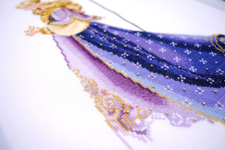 Lavender & Lace L&L Celtic Spring lady cross stitch work in progress WIP