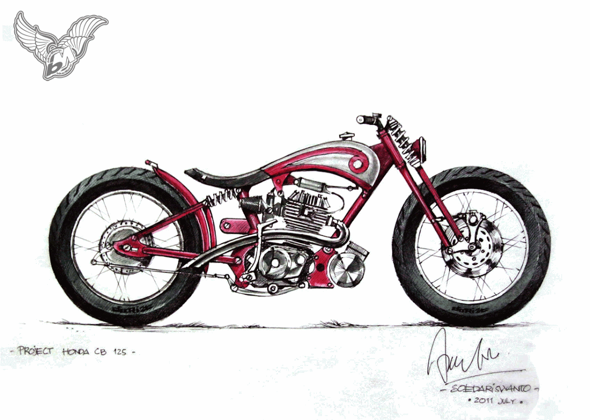 honda cb125 bobber sketch | dariztdesign