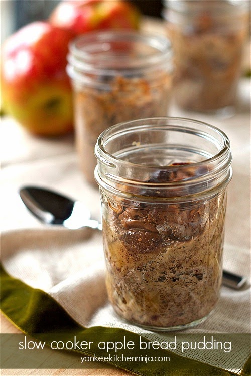Slow cooker apple bread pudding Yankee Kitchen Ninja