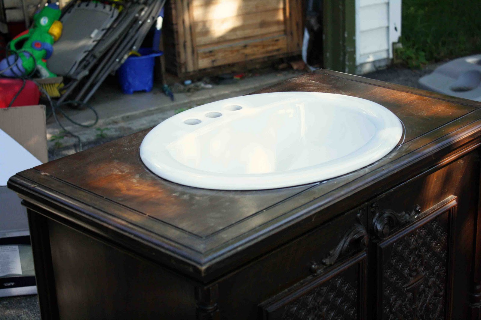 Wood bathroom vanities DIY Dresser into Bathroom Vanity Cabinet