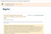 American Consumer Opinion Panel payment proof