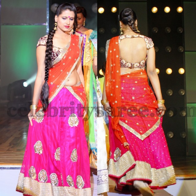 Silk Half Saree With Velvet Blouse Saree Blouse Patterns