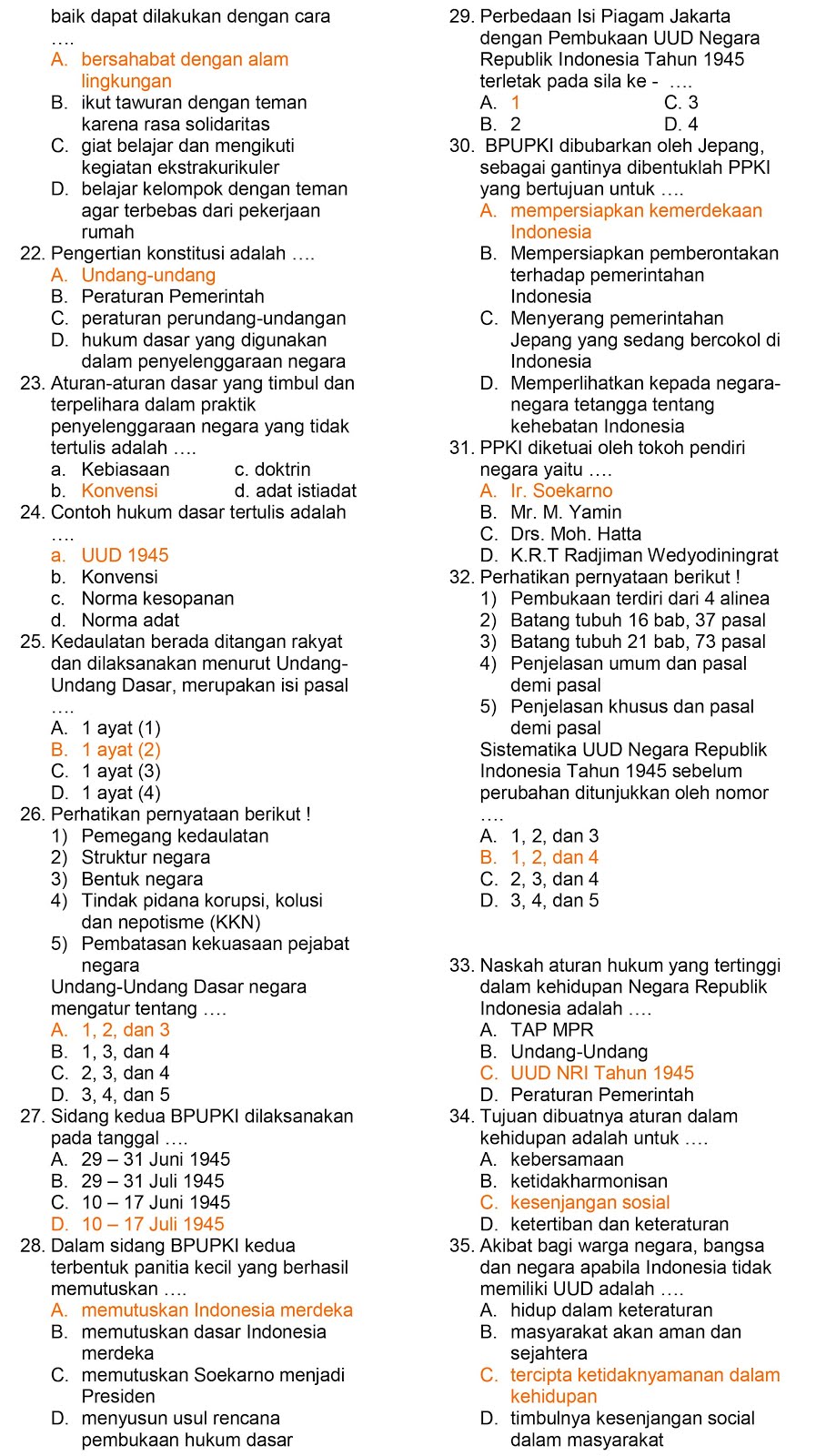 Semangat Dan Komitmen Kebangsaan Para Pendiri Negara Dalam Perumusan Dan Penetapan Pancasila Latihan Soal Tahun Pelajaran 2016 2017