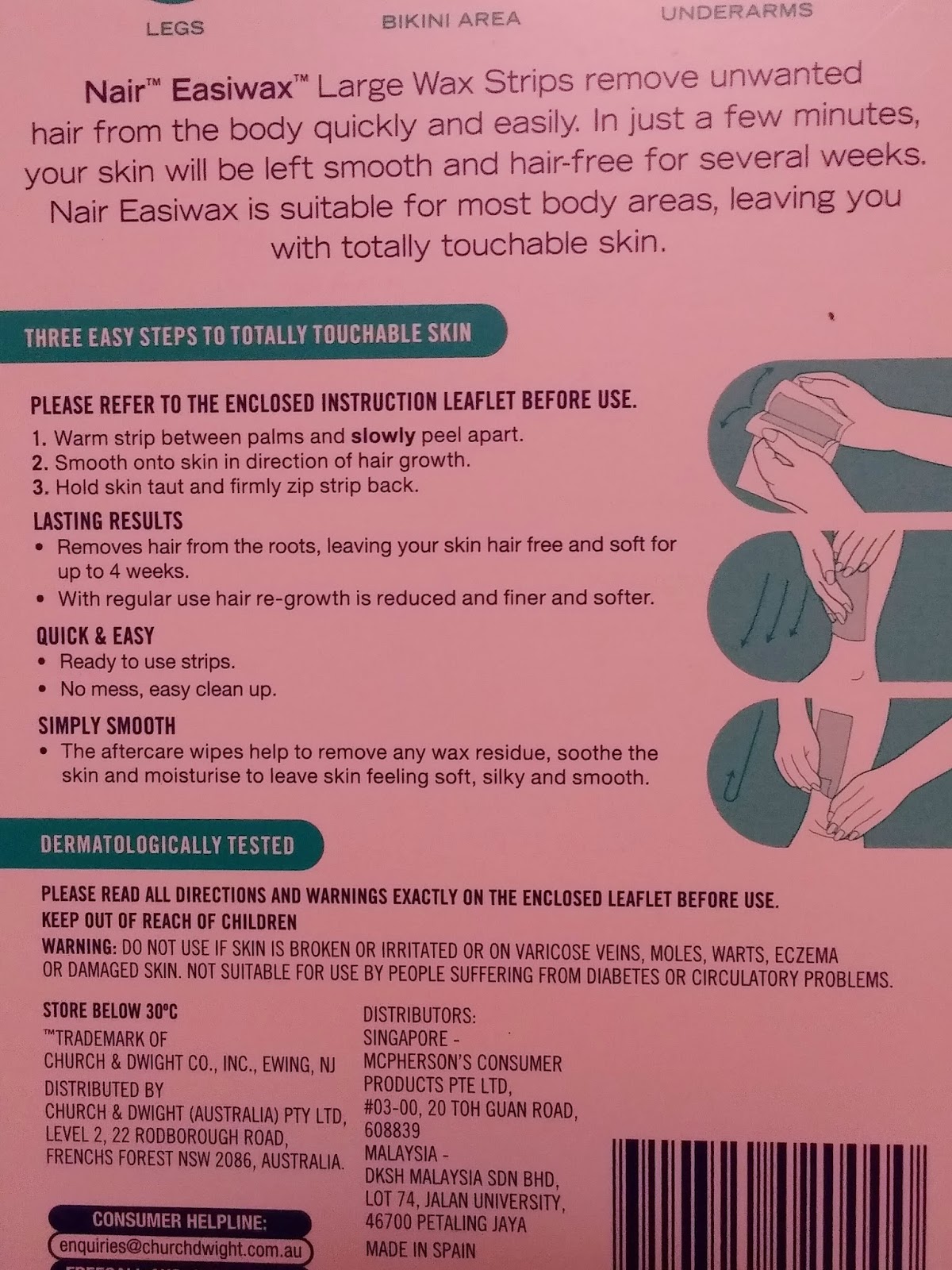 Review Nair easiwax large wax strips for legs and body SkinFormulae