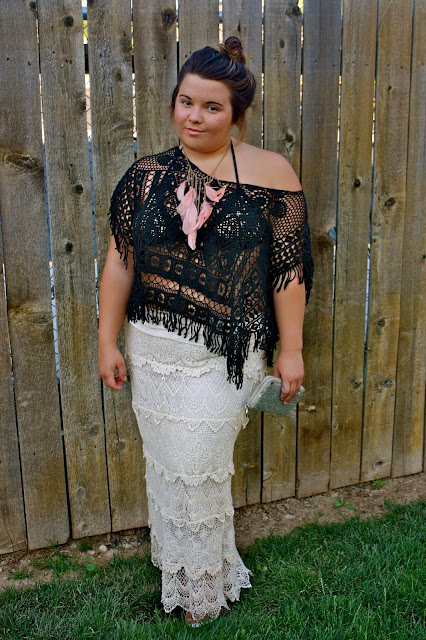 natalie craig, plus size fashion blogger, plus size fashion, chicago fashion, chicago chic, chicago blogger, crochet top, crochet maxi skirt, crochet style, see through fashion, swim suit fashion, summer style, summer fashion, top knot, top bun, knot head