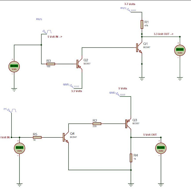 3.3v to 5v logic level shifter with transistors in proteus 3.3v to 5v logic level shifter with transistors in proteus