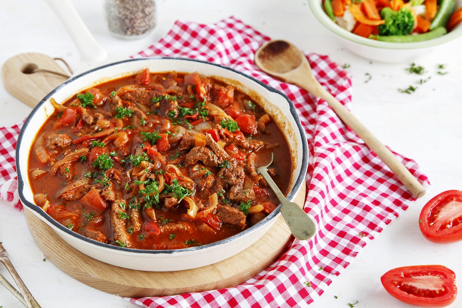 Warming Braised Steak with Tomatoes & Onion The Whimsical Wife
