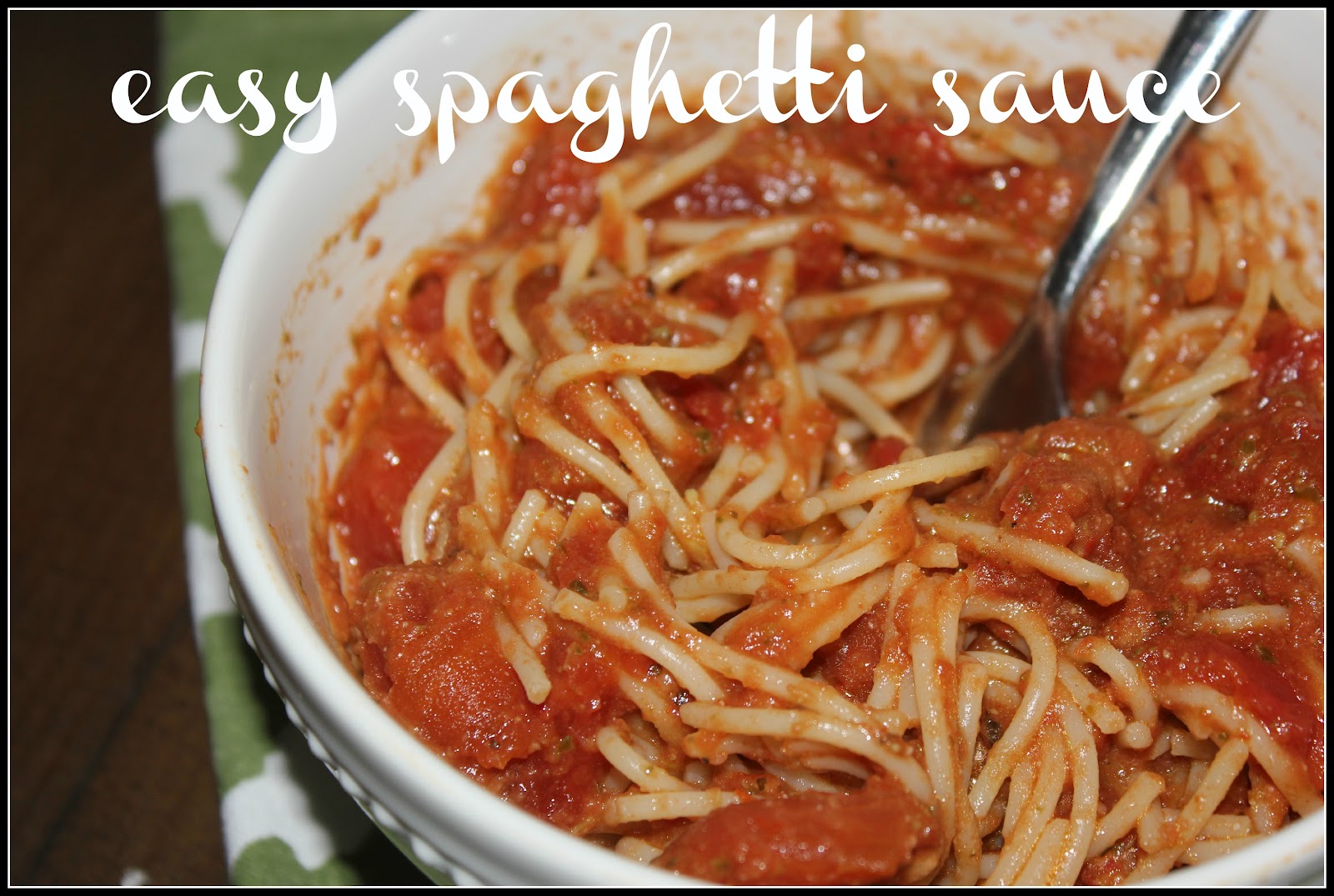 Three Peas In My Little Pod easy (meatless) spaghetti sauce.