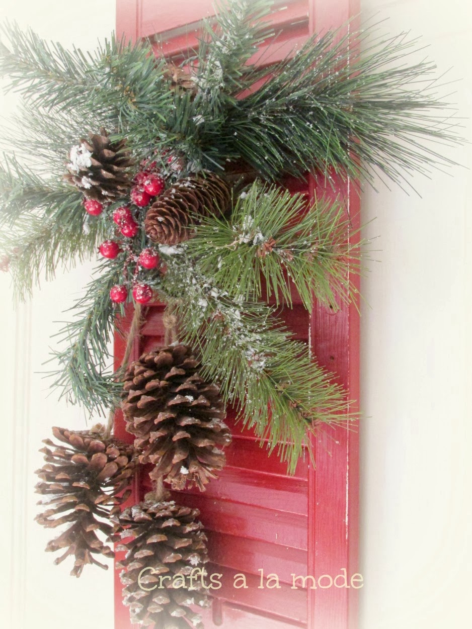 Red Shutter Christmas Door Decoration Crafts a la mode