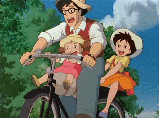 Totoro family on bike