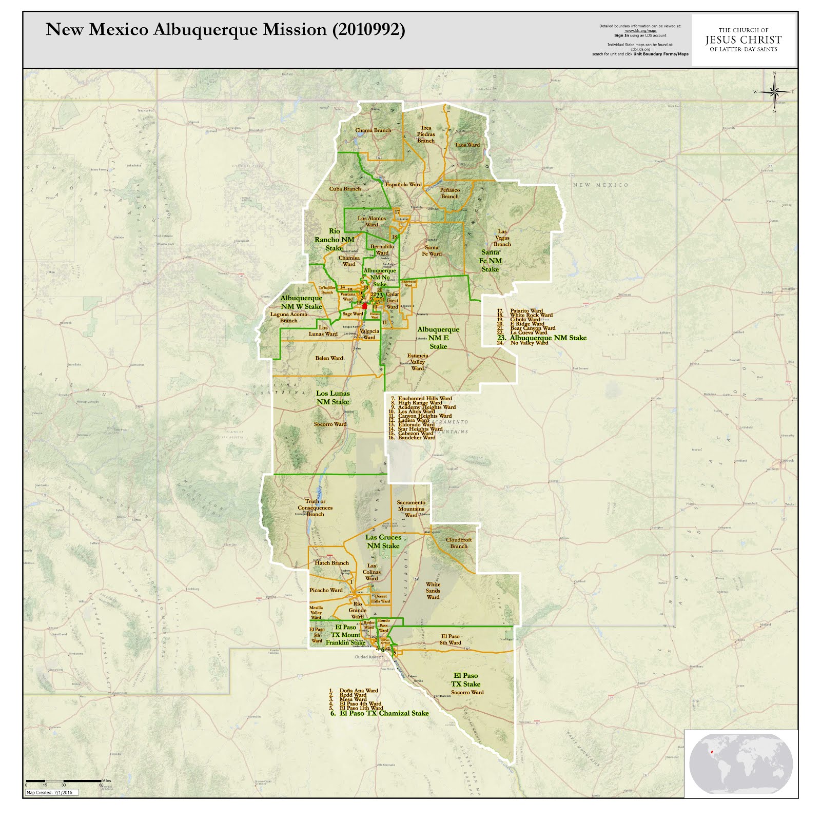 Albuquerque, NM Mission Map