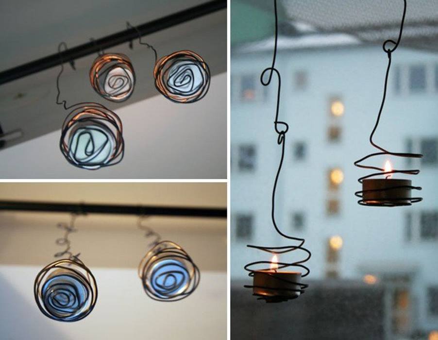 Amazing Creativity Simple but Stylish Candel Holders Made of Wire
