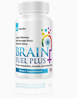 Image of a single Brain Fuel Plus bottle on a solid white background