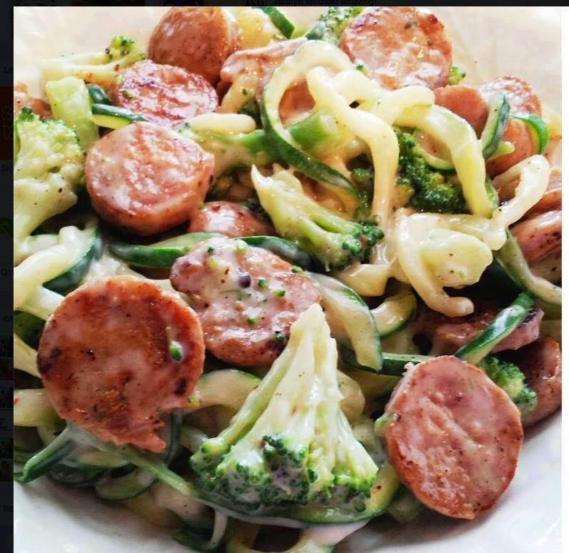 Dream. Believe. Commit. Zucchini Pasta with Chicken Sausage