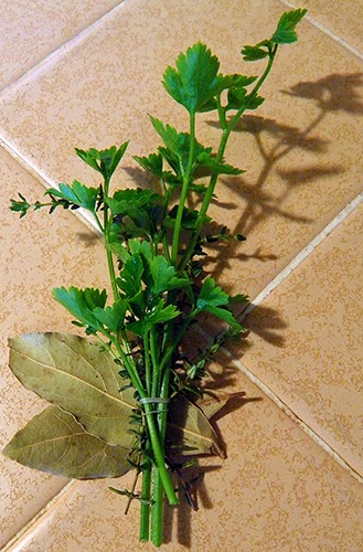 Parsley, Thyme, and Bay Leaves Tied Together