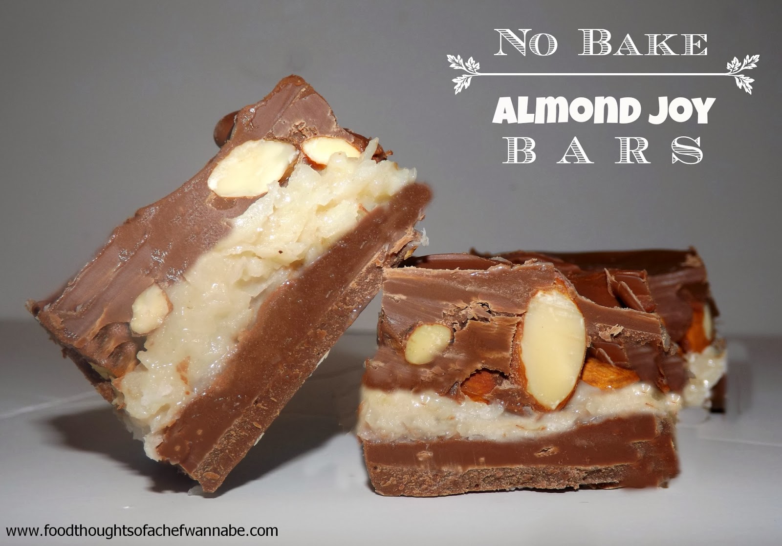 FoodThoughtsOfaChefWannabe No Bake Almond Joy Bars