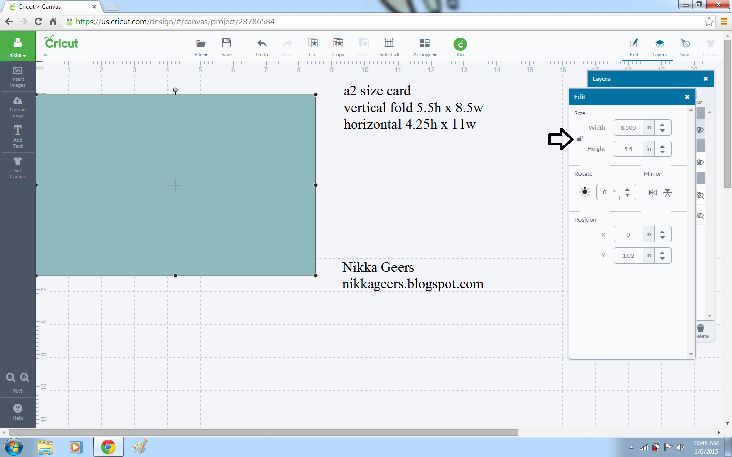 create your vision cricut explore tutorial how to card a2 card size