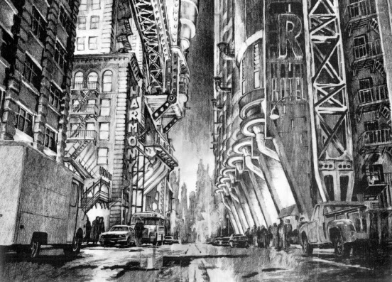 Film Sketchr: Towering BATMAN 1989 Gotham City Concept Art by Anton Furst  and Nigel Phelps