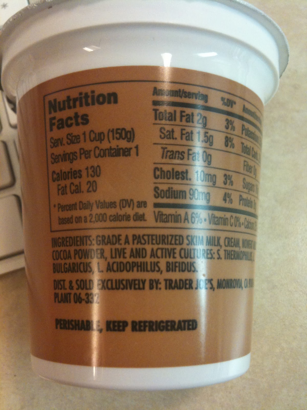 Mo Loves Joe Chocolate European Style Lowfat Yogurt