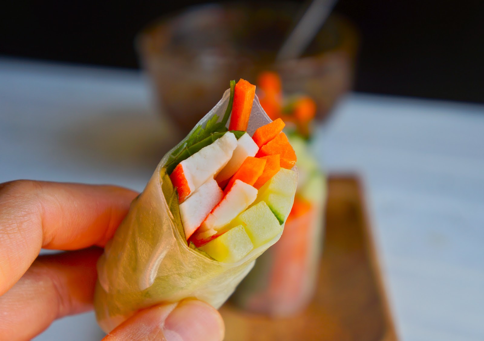 Imitation crab summer rolls