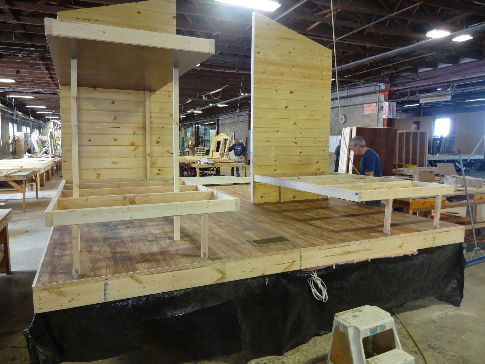 Cabins being manufactured Cabin manufacturing at General Coach Canada