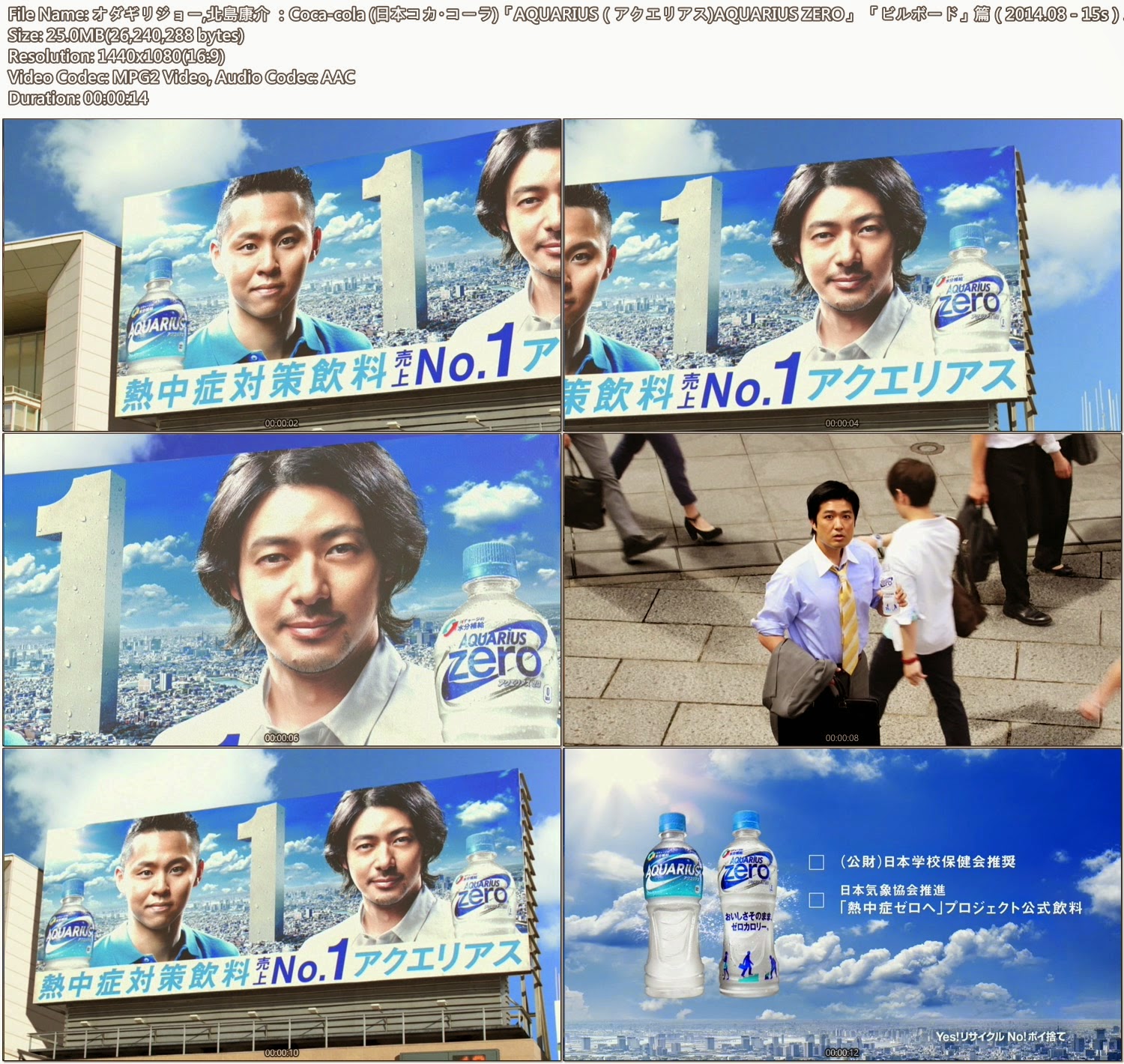 Tvcm Cut オダギリジョー 北島康介 Coca Cola 日本コカ コーラ Aquarius アクエリアス Aquarius Zero ビルボード 篇 14 08 15s