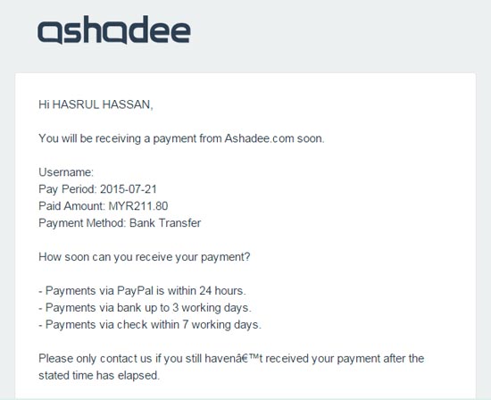 Pembayaran Komisen Affiliate ke 16 Ashadee Pembayaran Komisen Affiliate ke 16 Ashadee