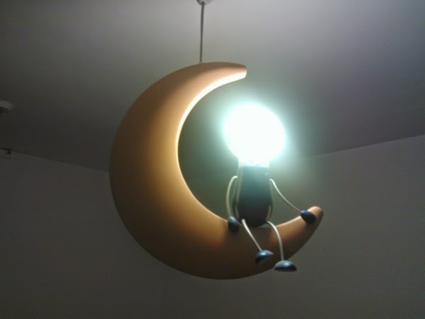 modern ceiling lights design with yellow moon and light bulb