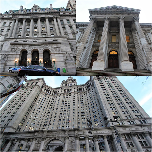 Nearby buildings with unique architecture design at Brooklyn Bridge in New York, USA Nearby buildings with unique architecture design at Brooklyn Bridge in New York, USA