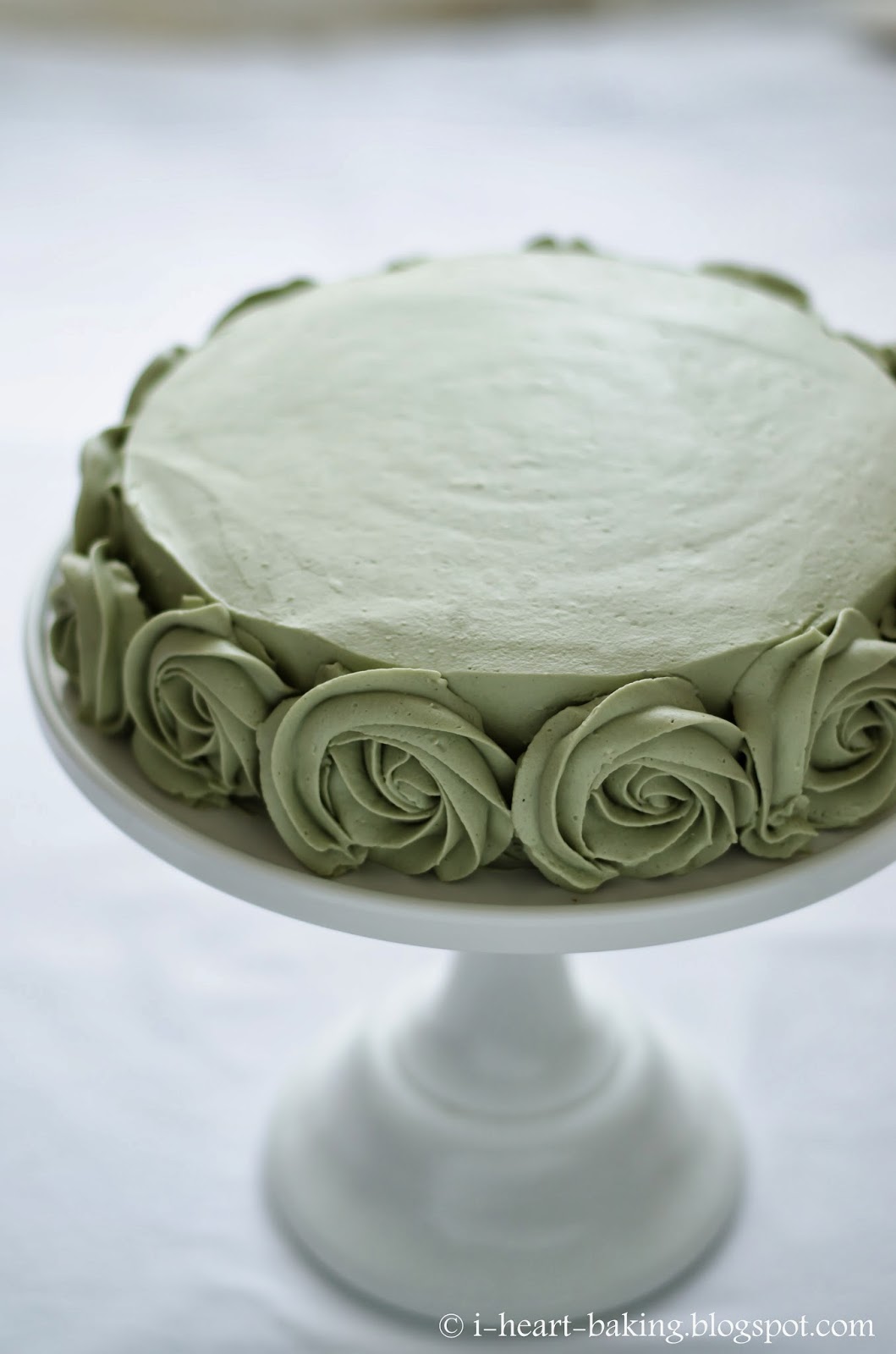 i heart baking! matcha green tea rose cake with whipped cream frosting