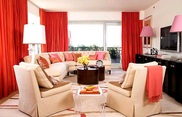 red brown cream living room