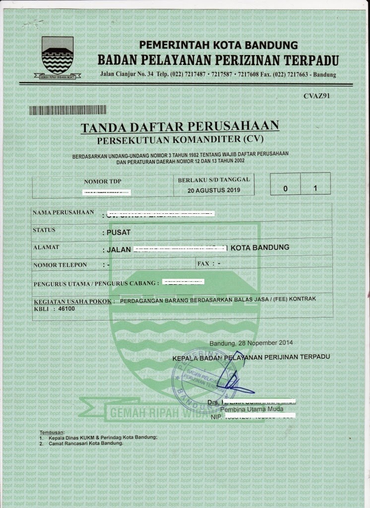 Galeri Tdp Tanda Daftar Perusahaan Mega Biro Jasa