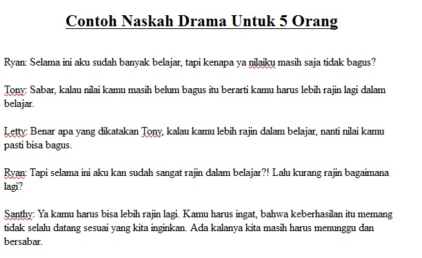 Contoh Teks Drama Komedi Singkat 5 Orang Swinglinoa
