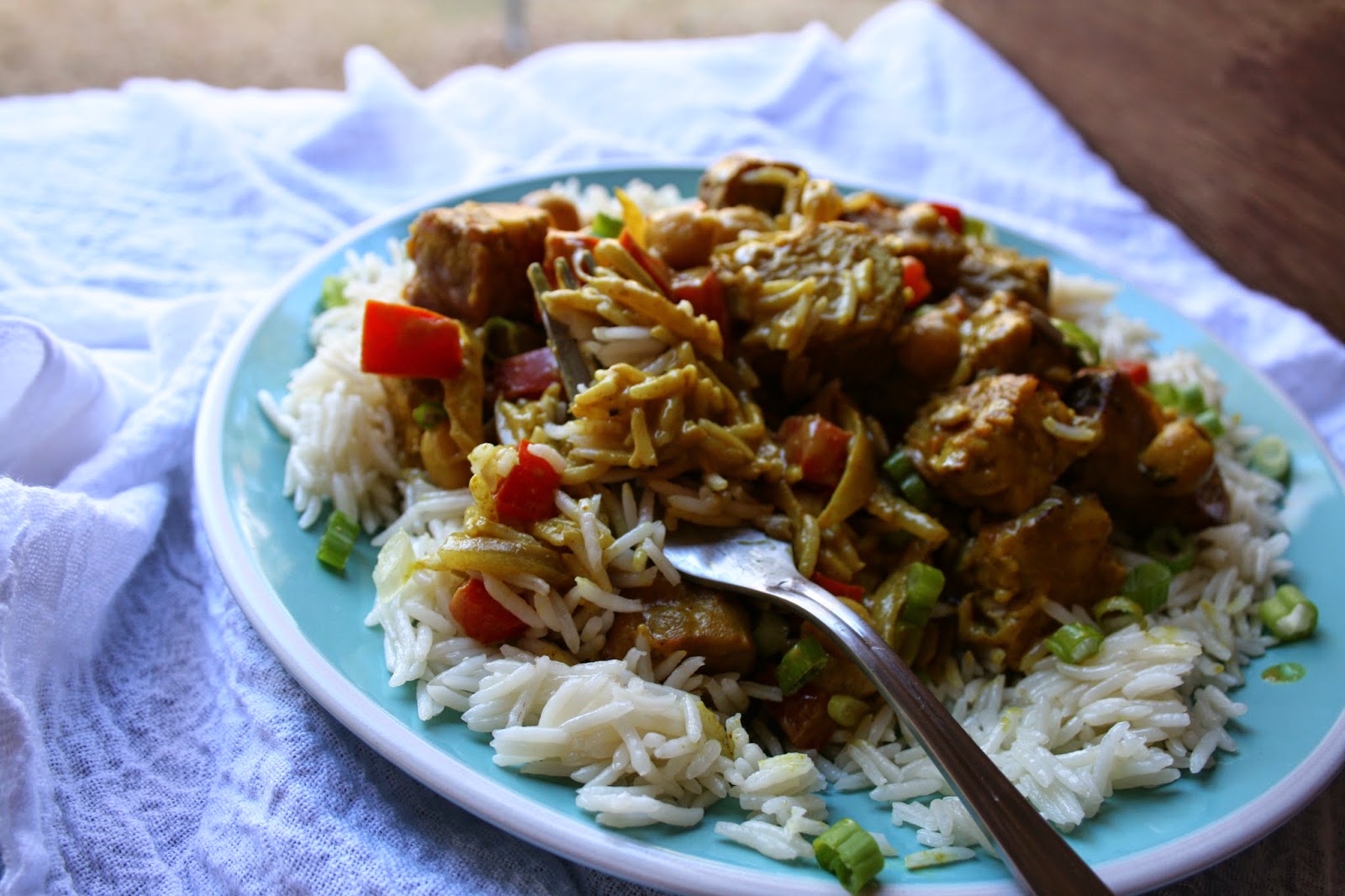 Annie à la Mode Chickpea & Tempeh Sunbutter Curry Over Jasmine Rice
