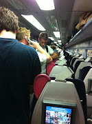 Finally squeezed on train and standing in corridor. (train paddington to cardiff)