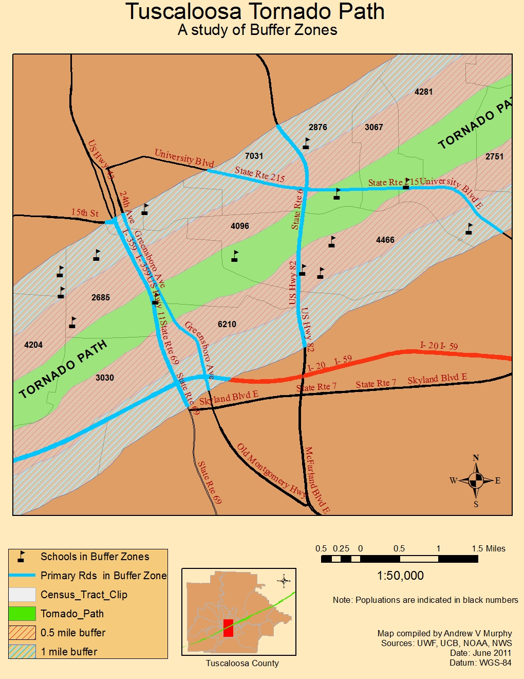 Applications in GIS A Study of the Tuscaloosa Tornado