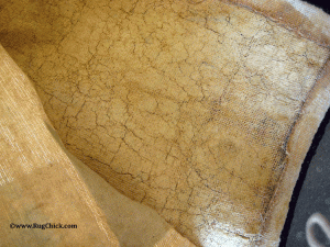 latex breakdown on tufted rug http://www.artofclean.co.uk/rug-cleaning/