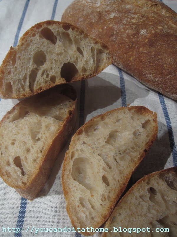 You can do it... at home! Ciabatta with toasted wheat germ and olive