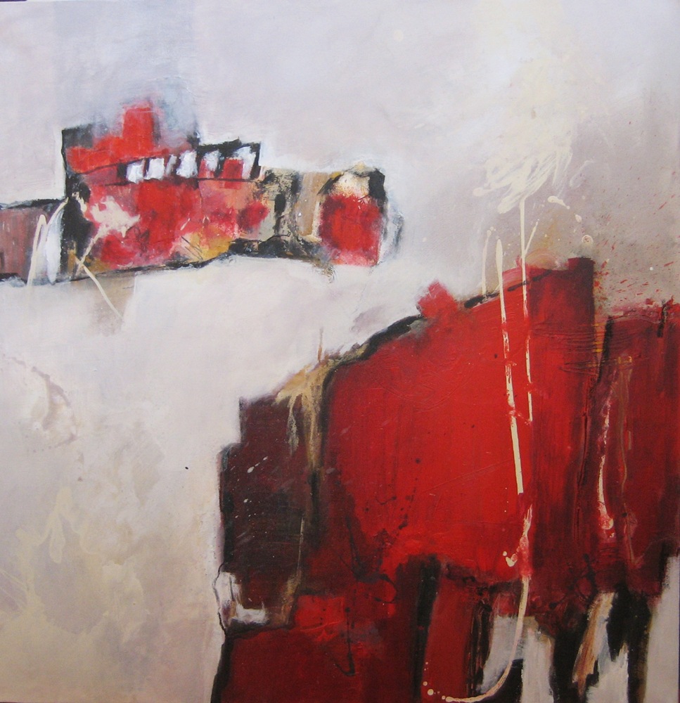 Petra’s Kunstblog: Acrylmalerei in Rot und Grau