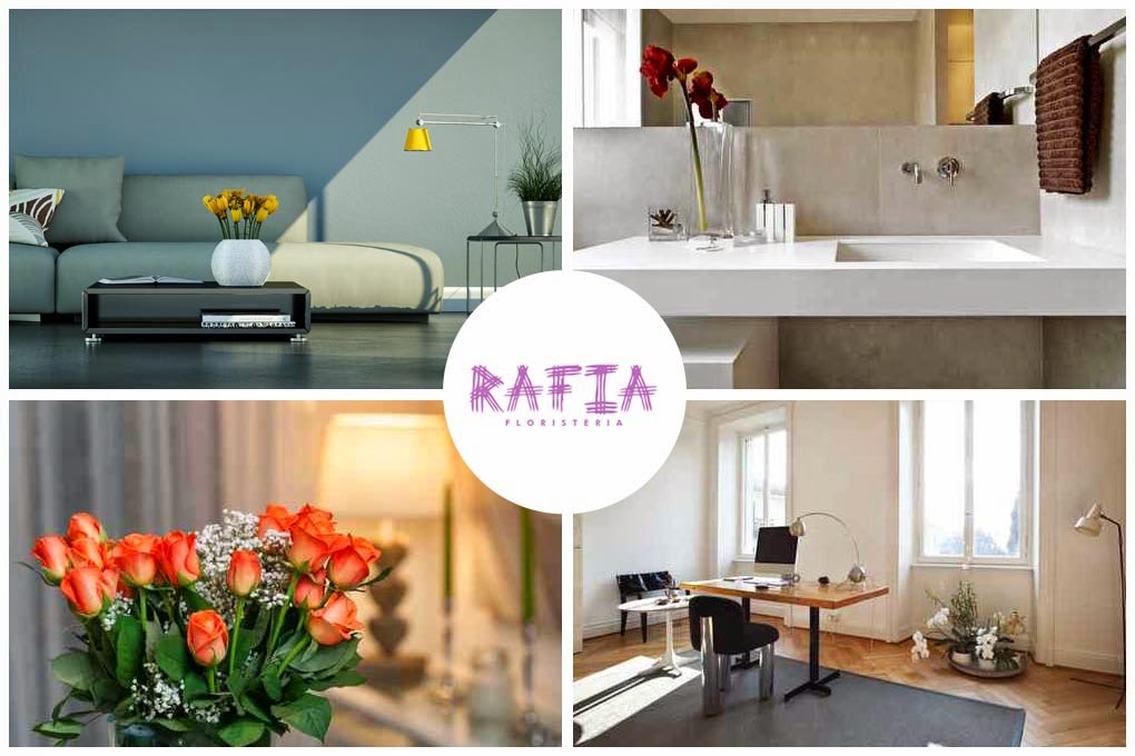Decoración con flores y plantas para interior y exterior, centros de mesa