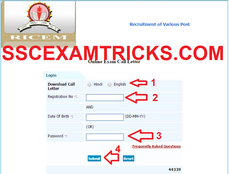 RICEM ADMIT CARDS 2015