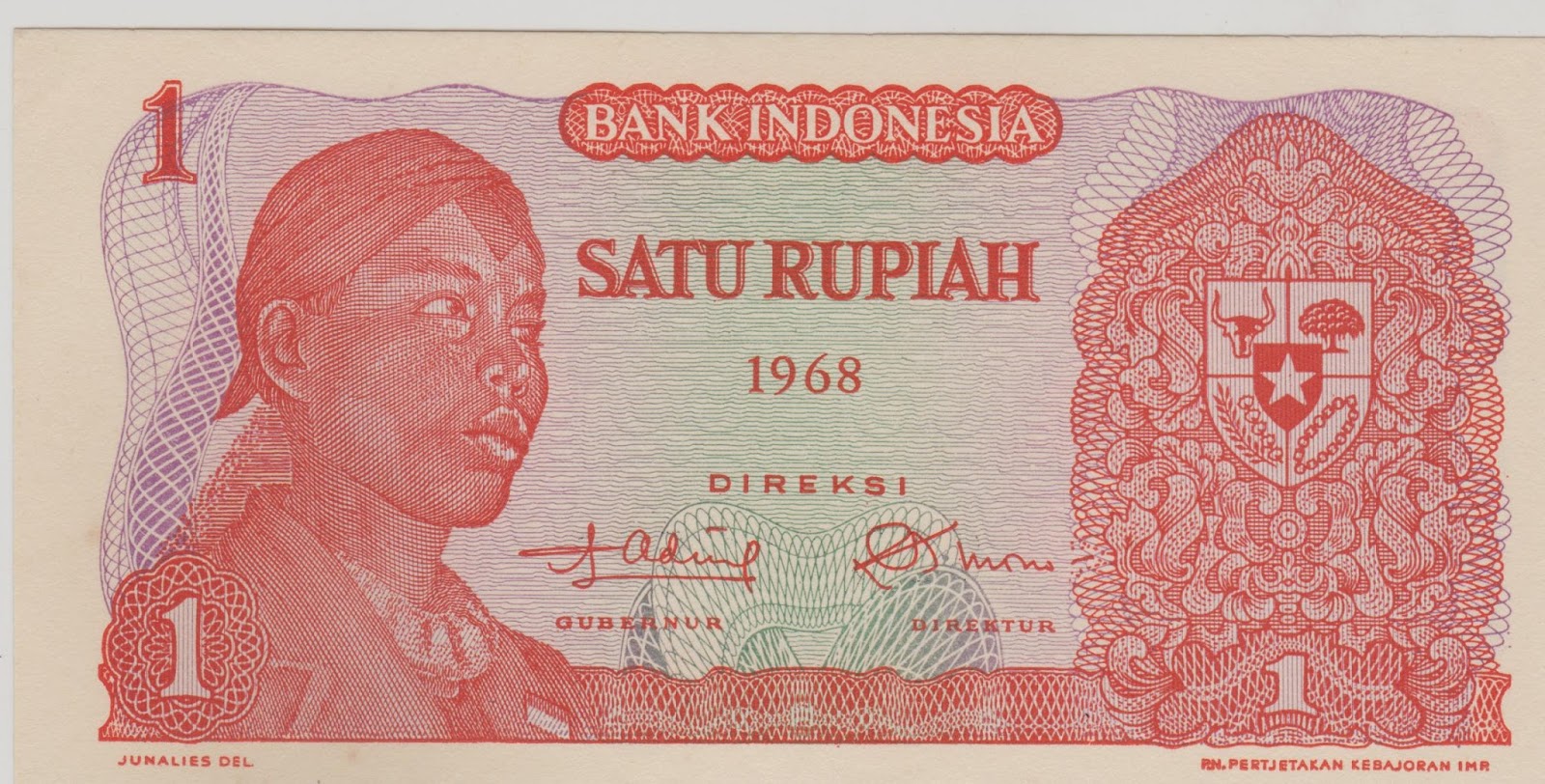 uang kuno Seri Soedirman tahun 1968 Pecahan 1 rupiah uang kuno Seri Soedirman tahun 1968 Pecahan 1 rupiah